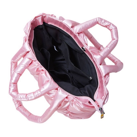 New Black and white color Down Puff Shoulder Bag Handbag Puffy Soft Carry Bag - Picture 11 of 11